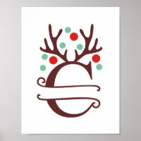 Personalised Reindeer Letter C Split Monogram