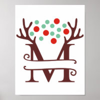 Personalised Reindeer Letter M Split Monogram