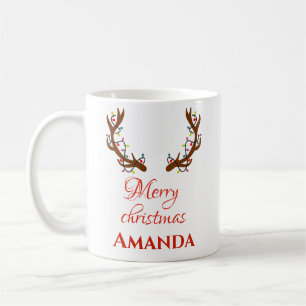 Personalised reindeer- Merry christmas Coffee Mug