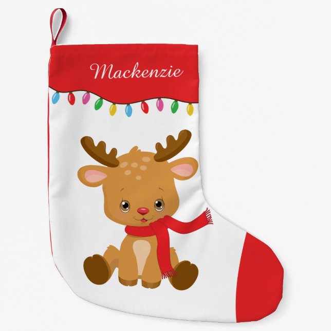 Personalised Reindeer Small Christmas Stocking (Front)