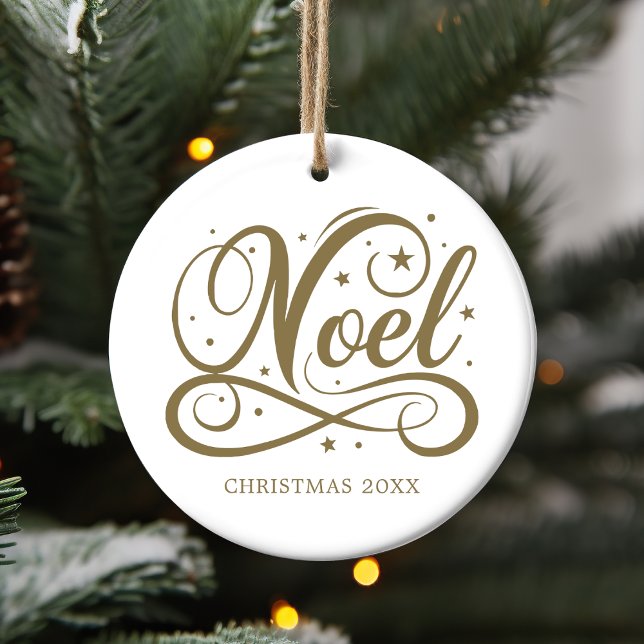 Personalised Religious Gold Script Noel Name Year Ceramic Tree Decoration (Creator Uploaded)