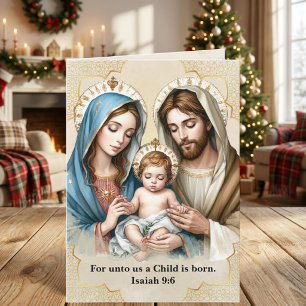 Personalised Religious Nativity Bible Verse Folded Holiday Card
