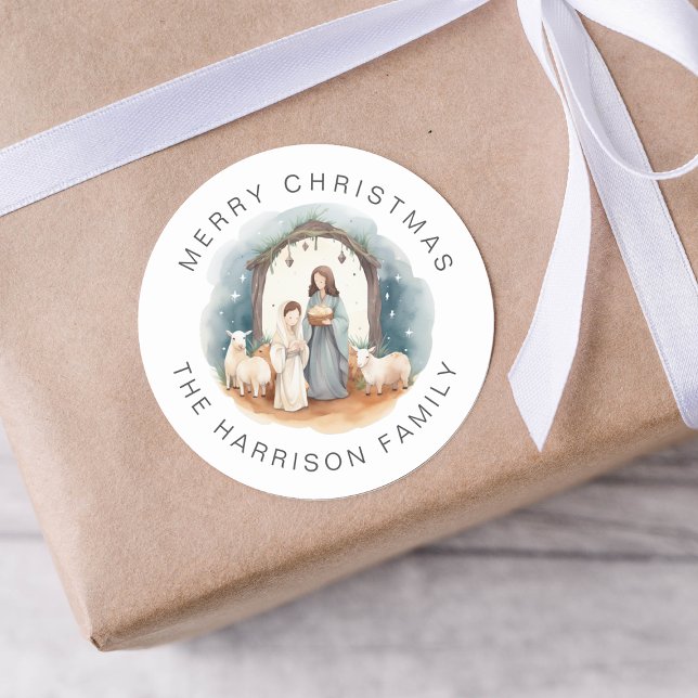 Personalised Religious Nativity Christmas Stickers (Creator Uploaded)