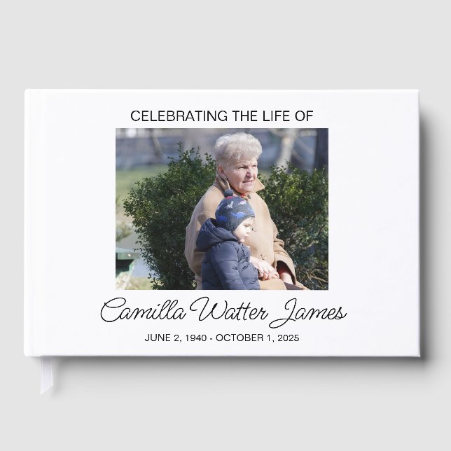 Personalised Remembrance Guest Book, Custom Celebr Book (Front)