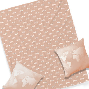 Personalised Repeating Her Name Dusty Rose Fleece Blanket