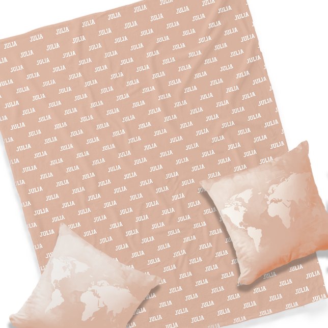 Personalised Repeating Her Name Dusty Rose Fleece Blanket (Creator Uploaded)