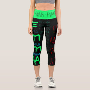 Personalised Repeating name 4 letters C Capri Leggings