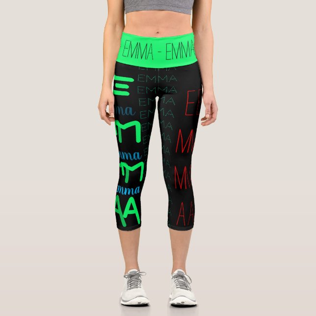 Personalised Repeating name 4 letters C Capri Leggings (Front)