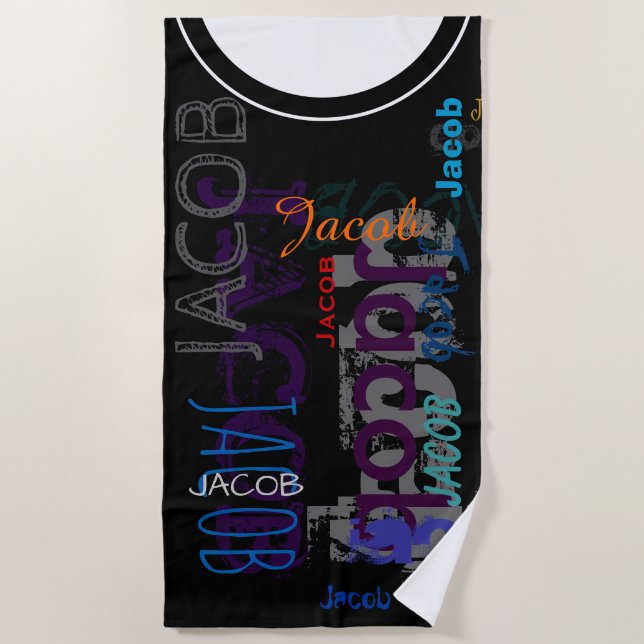 Personalised repeating name 5 letters Beach Towel (Front)