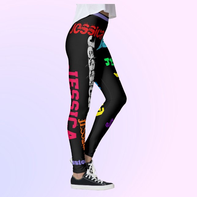 Personalised Repeating Name Black Bold Leggings (Creator Uploaded)