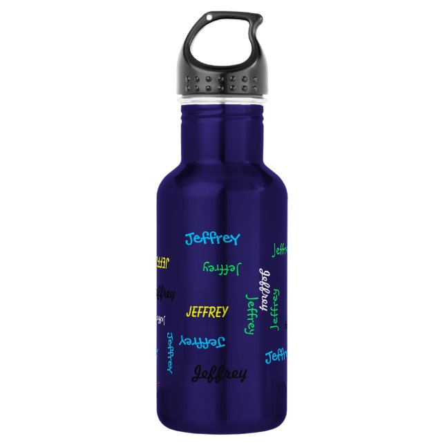 Personalised Repeating Name, Blue  532 Ml Water Bottle (Front)