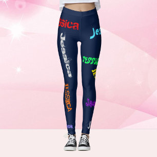 Personalised Repeating NAME Letters Leggings Black