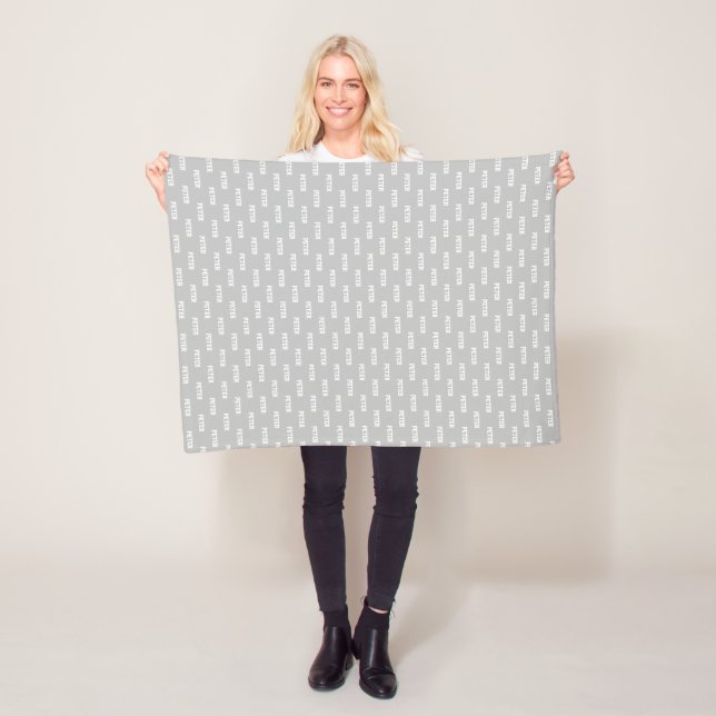 Personalised Repeating Name Light Grey Fleece Blanket (In Situ)