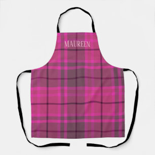 Personalised reppy pink & purple tartan plaid apron