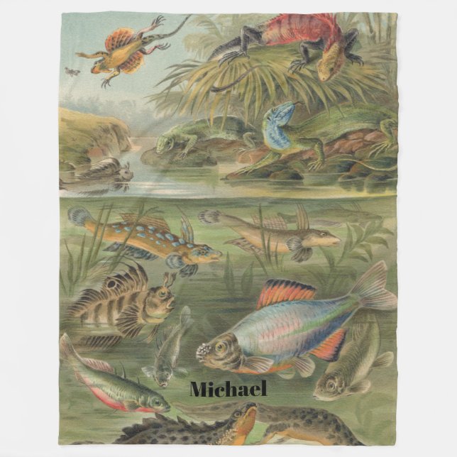 Personalised Reptile Lizard Fish Lover Fleece Blanket (Front)