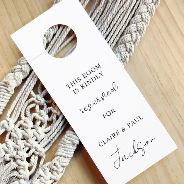 Personalised Reserved Room Minimalist Wedding Door Hanger (Creator Uploaded)
