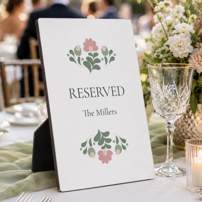 Personalised Reserved Wedding Table Sign Plaque (Elegant  personalized Reserved table sign for luxury wedding reception styling)
