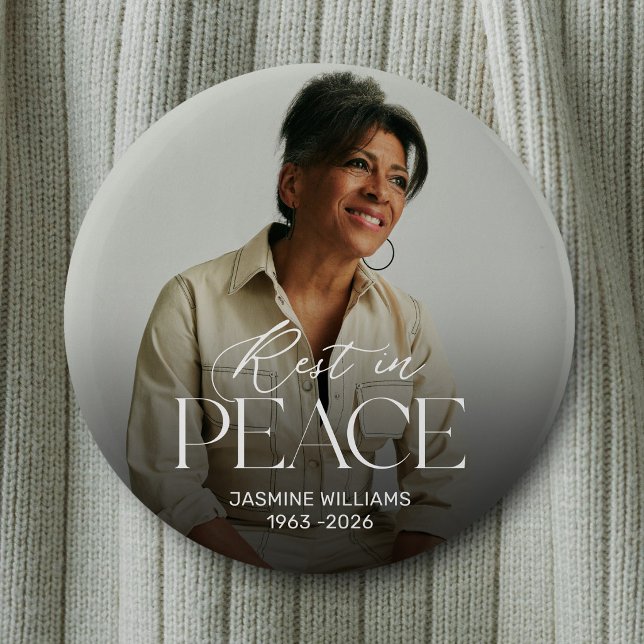 Personalised Rest in Peace Photo Memorial Button (Creator Uploaded)