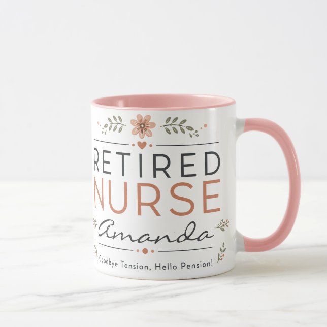 Personalised Retired Nurse Floral Coffee Mug (Right)