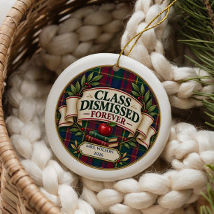 Personalised Retired Teacher Class Dismissed Gift Ceramic Tree Decoration