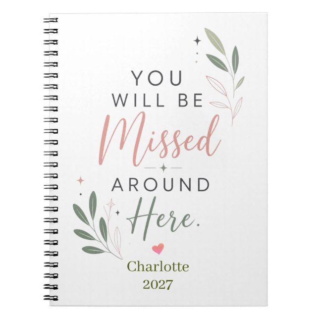 Personalised Retirement Farewell Gift for Coworker Notebook (Front)