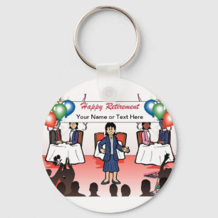 Personalised Retirement - Female Cartoon Key Ring