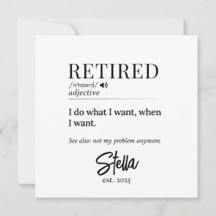 Personalised Retirement Gift – Retired Definition Invitation