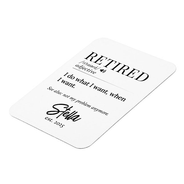 Personalised Retirement Gift – Retired Definition Magnet (Left Side)
