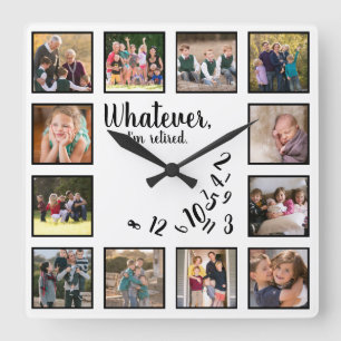 Personalised Retirement I'm Retired Photo Collage Square Wall Clock