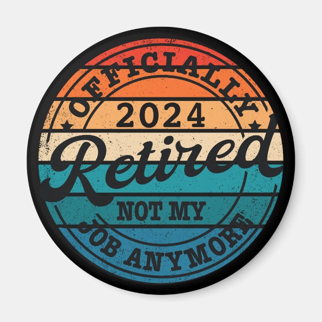 Personalised retirement officially retired vintage magnet (Front)