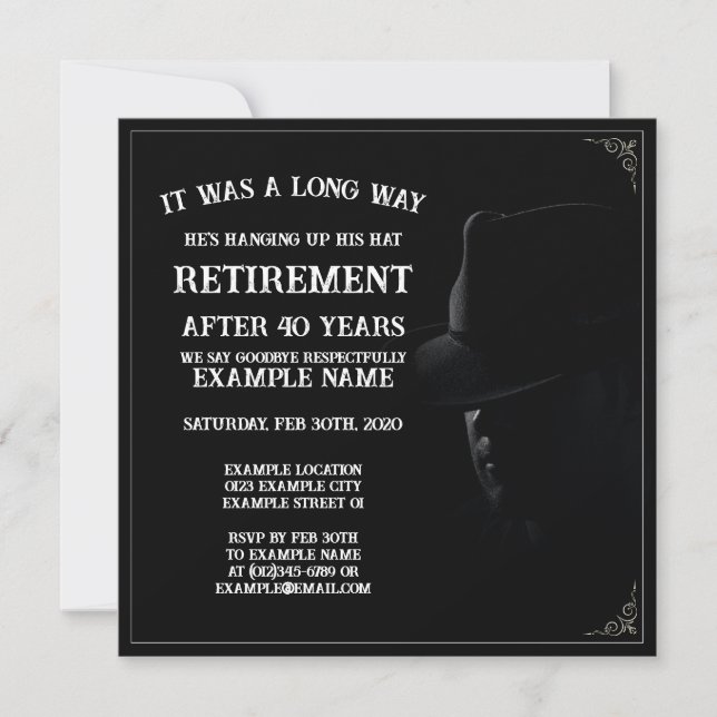 Personalised Retirement Party Invitation Dark Them (Front)