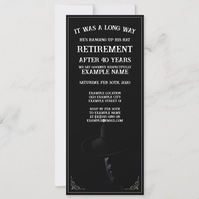 Personalised Retirement Party Invitation Dark Them (Front)