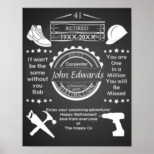 Personalised Retirement Poster man builder chippy