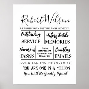 Personalised Retirement Poster Print 