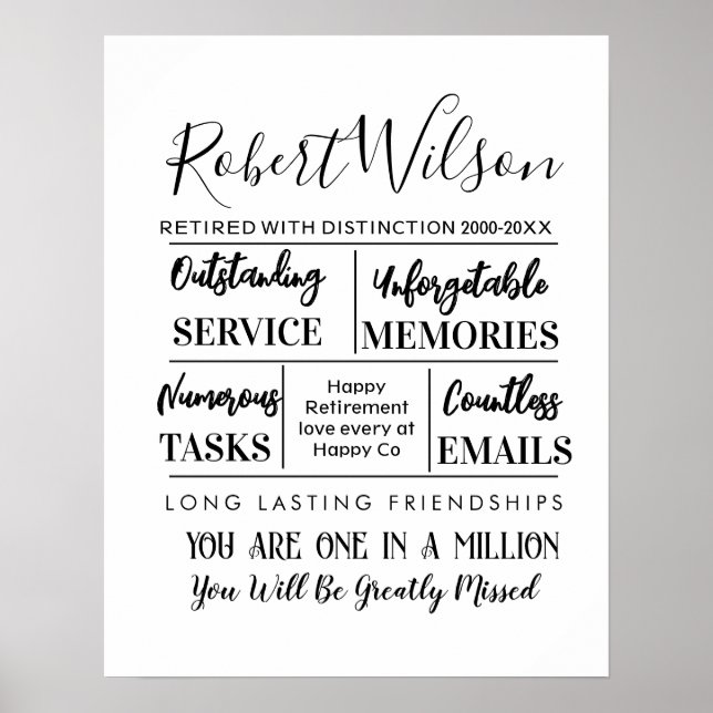 Personalised Retirement Poster Print  (Front)
