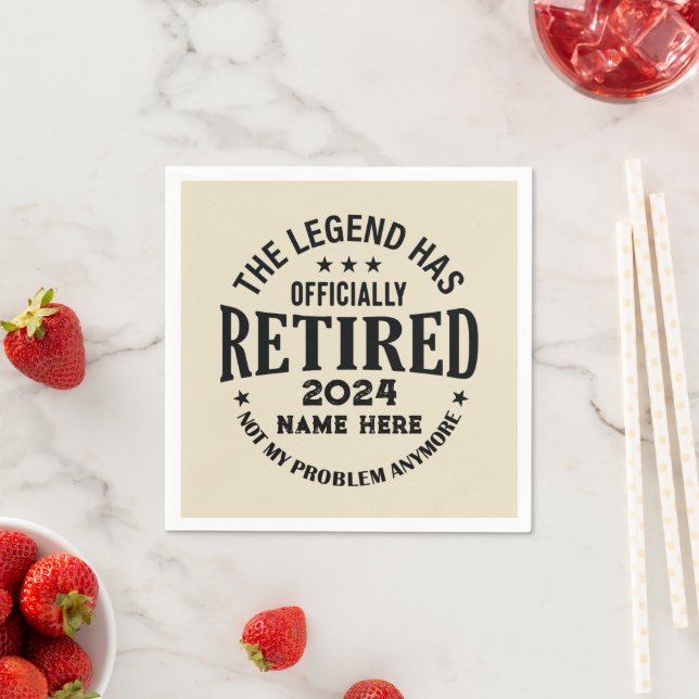 Personalised retirement The Legend has retired Napkin (Insitu)
