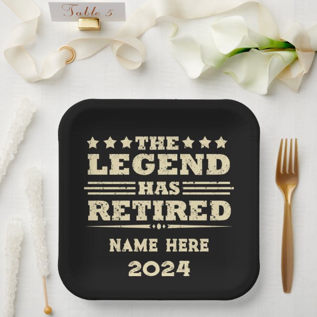 Personalised retirement The Legend has retired Paper Plate (Wedding)