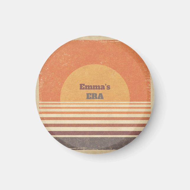 Personalised Retro 70s Sunset Vintage Stripes Magn Magnet (Front)
