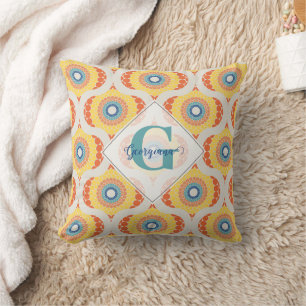 Personalised Retro Aegean Summer Radiant Mandala Cushion