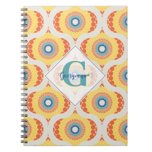 Personalised Retro Aegean Summer Radiant Mandala Notebook