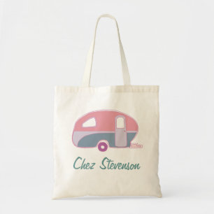 Personalised Retro Art Caravan Owner's Budget Tote