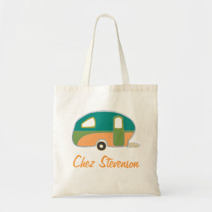 Personalised Retro Art Caravan Owners Canvas Bags