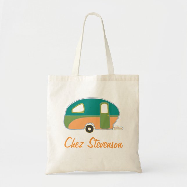 Personalised Retro Art Caravan Owners Canvas Bags (Front)