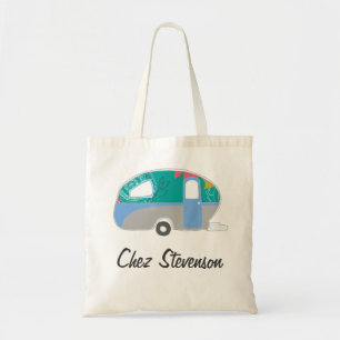Personalised Retro Art Caravan Owners Canvas Bags