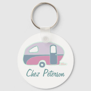Personalised Retro Art Caravan Owner's Keychains