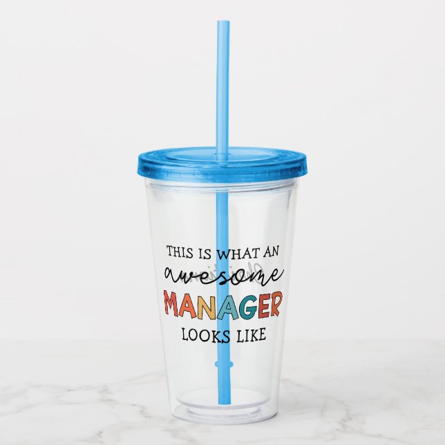 Personalised Retro Awesome Manager Funny Acrylic Tumbler (Front)
