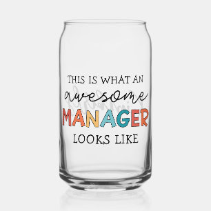 Personalised Retro Awesome Manager Funny Can Glass