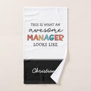 Personalised Retro Awesome Manager Funny Hand Towel