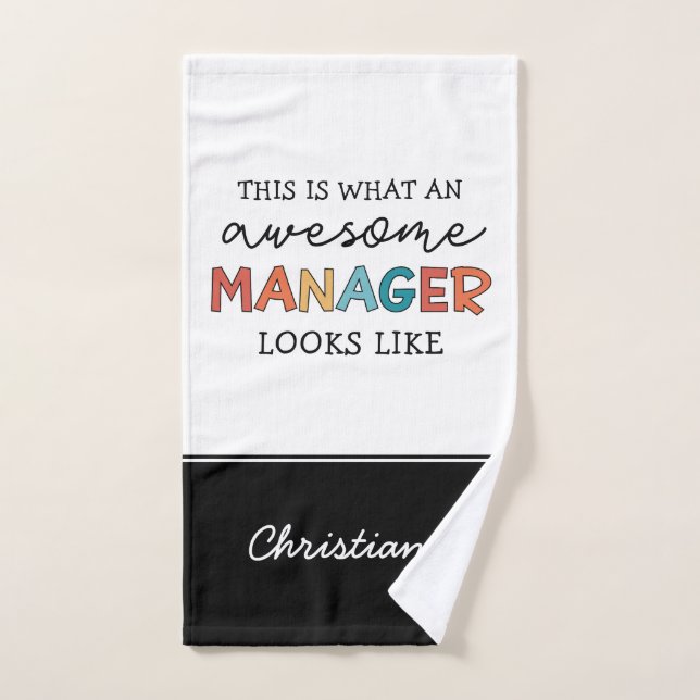 Personalised Retro Awesome Manager Funny Hand Towel (Hand Towel)