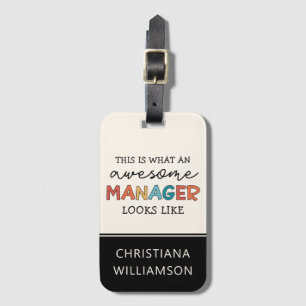 Personalised Retro Awesome Manager Funny Luggage Tag